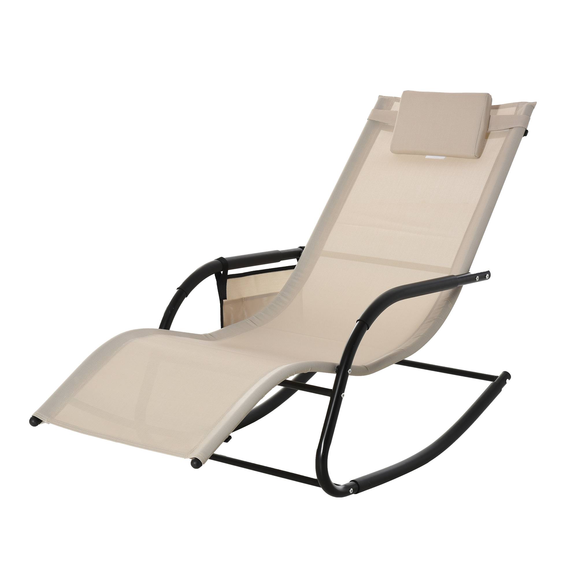 Fauteuil à bascule métal et textilène beige 150 x 62 x 88 cm - PANGIVO - Image 1