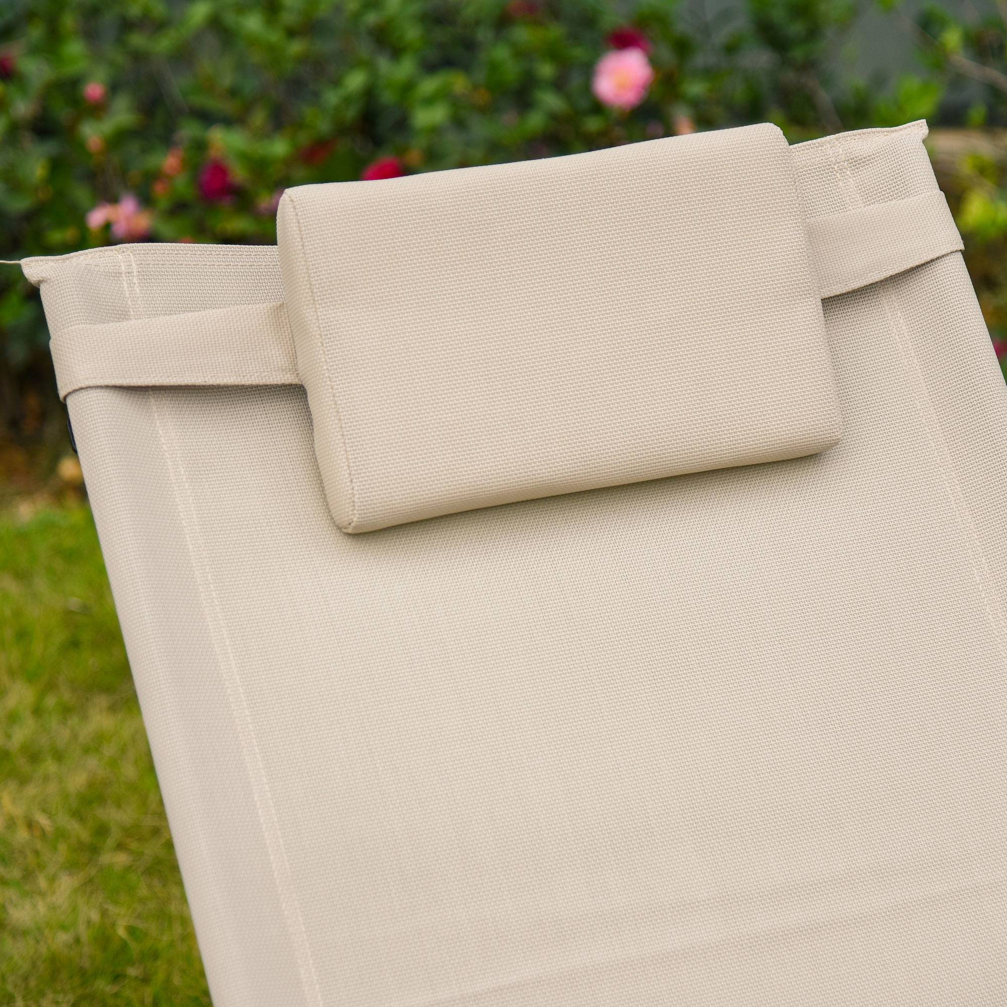 Fauteuil à bascule métal et textilène beige 150 x 62 x 88 cm - PANGIVO - Image 10