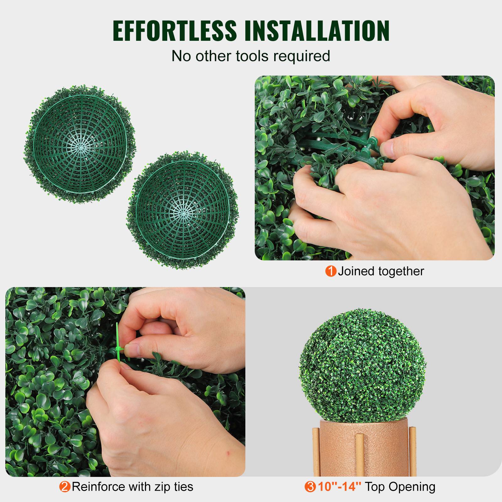 VEVOR Buis topiaire artificiel 406 mm, boule, 2 plantes PE. 10 feuilles, papillons, décoration jardin. - Image 5