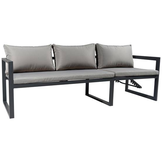 Happy Garden - Salon de jardin modulable IBIZA en tissu gris 7 places - aluminium anthracite - HAPPY GARDEN - Imagen 4