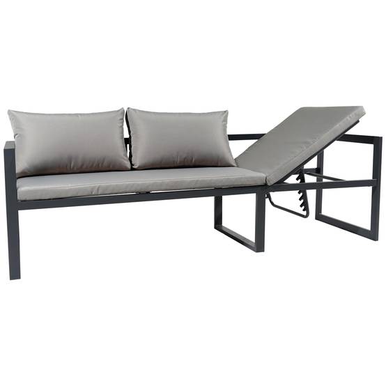 Happy Garden - Salon de jardin modulable IBIZA en tissu gris 7 places - aluminium anthracite - HAPPY GARDEN - Imagen 5