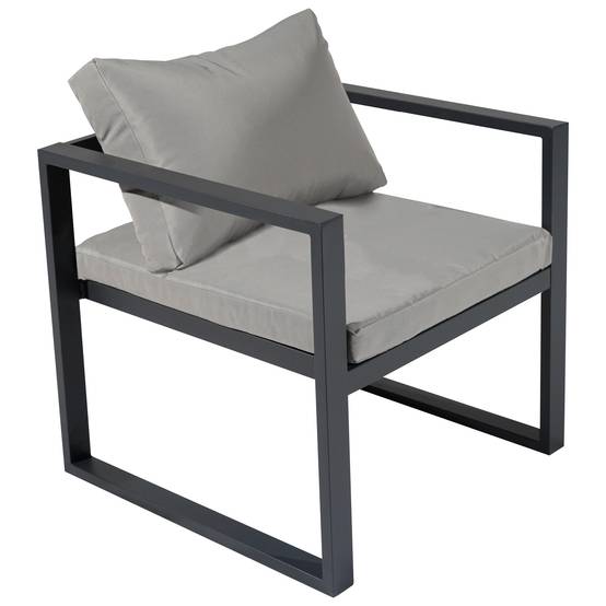 Happy Garden - Salon de jardin modulable IBIZA en tissu gris 7 places - aluminium anthracite - HAPPY GARDEN - Imagen 8