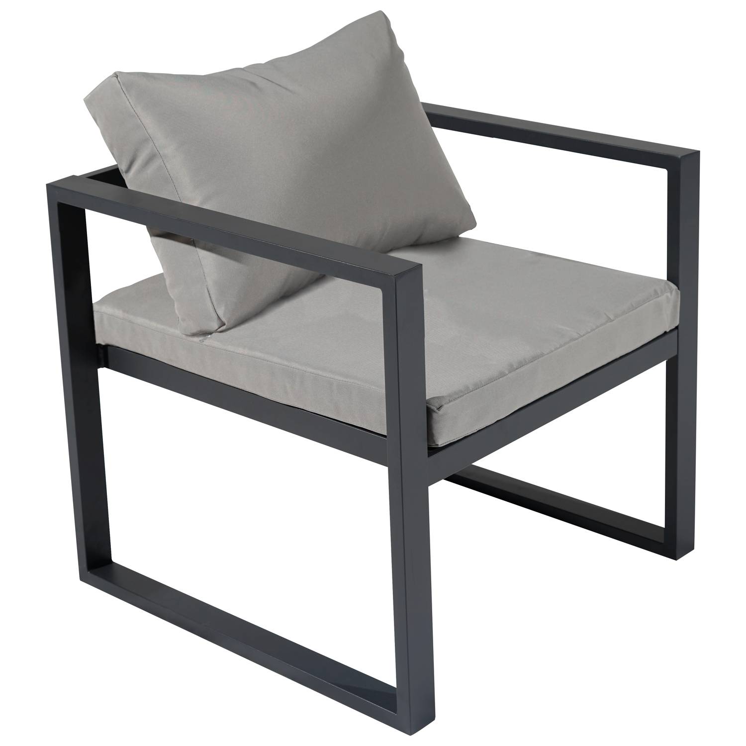 Happy Garden - Salon de jardin modulable IBIZA en tissu gris 7 places - aluminium anthracite - HAPPY GARDEN - Imagen 8