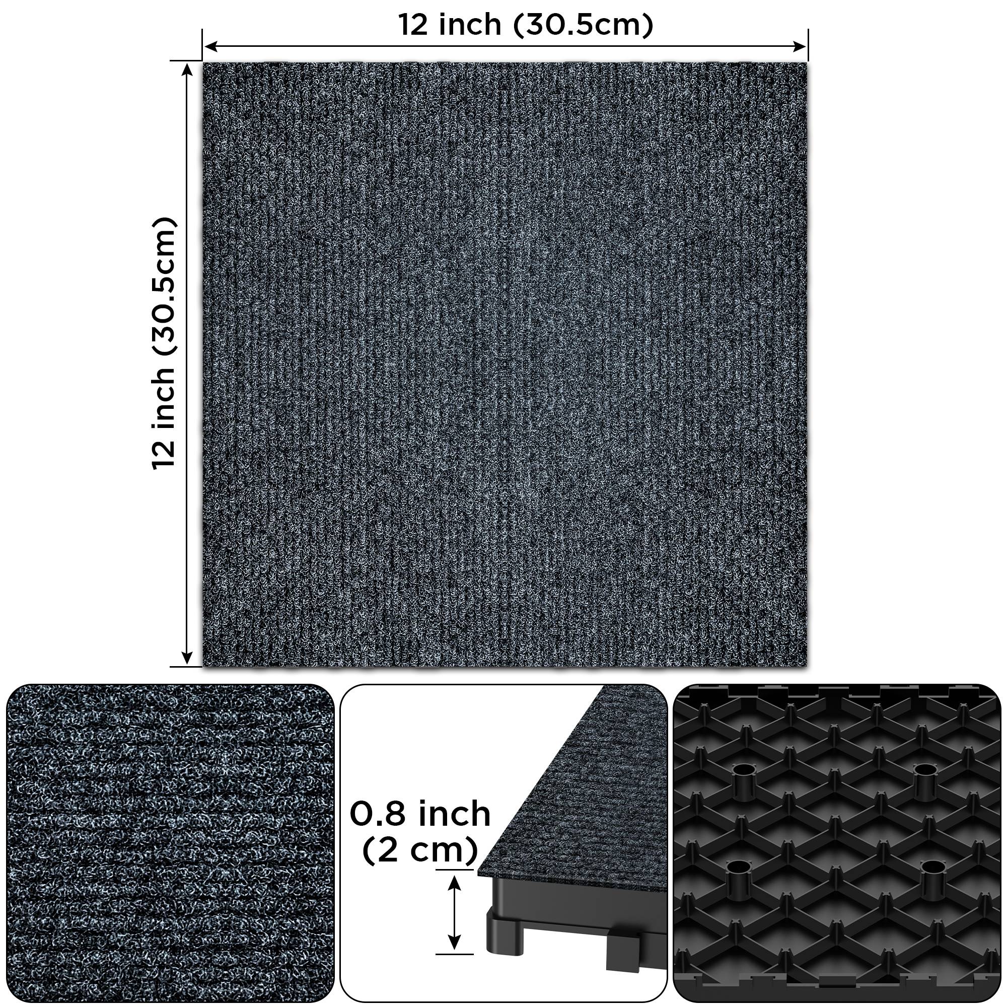 Dalles moquette extérieures clipsables polypropylène terrasse antidérapant 30x30 gris - ComfortXL Outdoor Living - Image 3