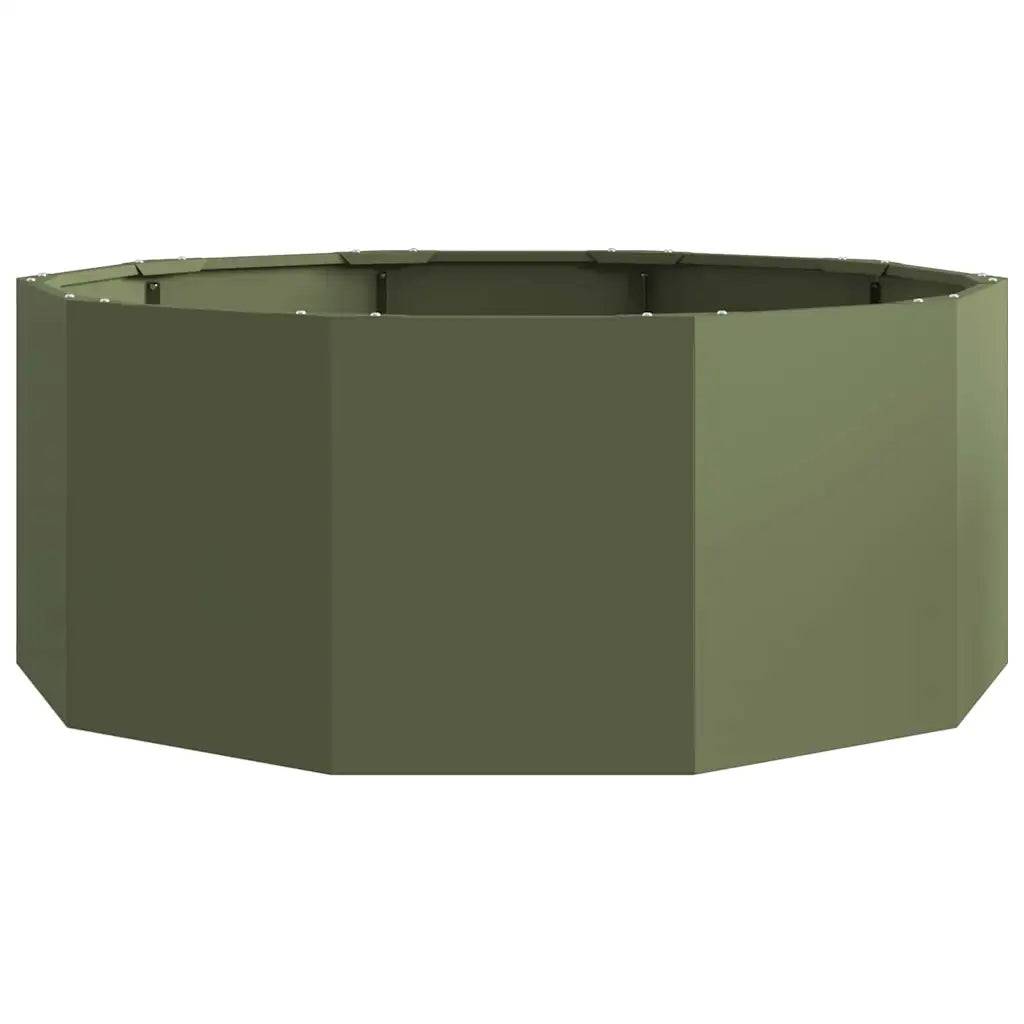 Helloshop26 - Jardinière ronde extérieure moderne 90 x 90 x 35 cm pratique durable finition chic en acier vert olive - Image 2