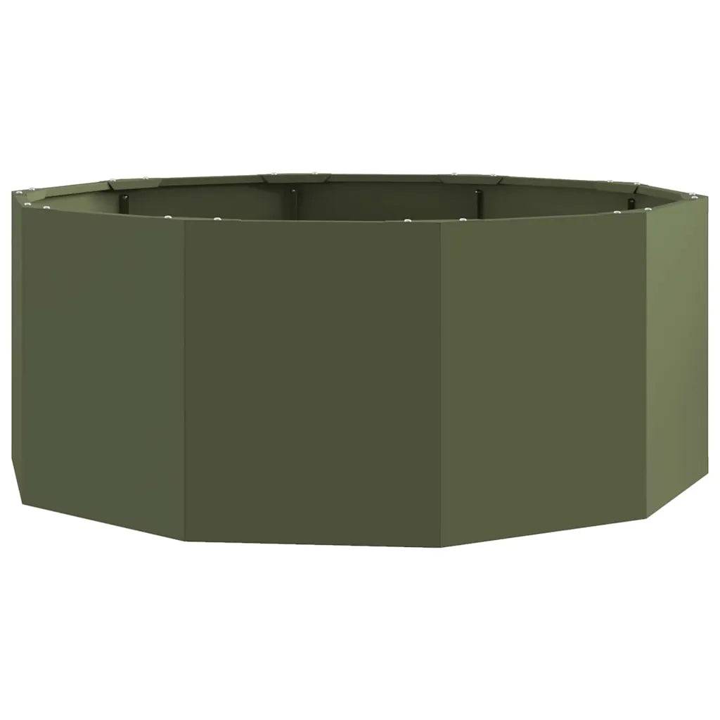 Helloshop26 - Jardinière ronde extérieure moderne 90 x 90 x 35 cm pratique durable finition chic en acier vert olive - Image 1