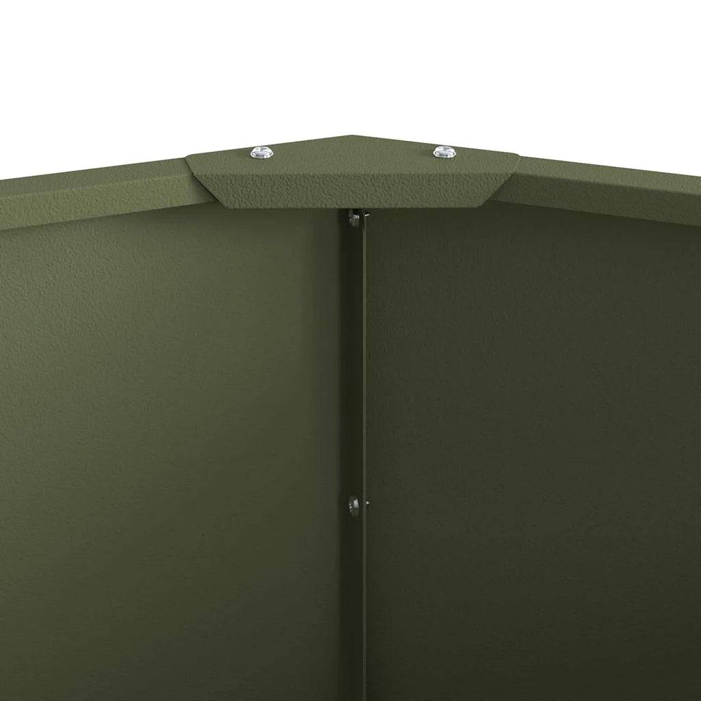 Helloshop26 - Jardinière ronde extérieure moderne 90 x 90 x 35 cm pratique durable finition chic en acier vert olive - Image 4