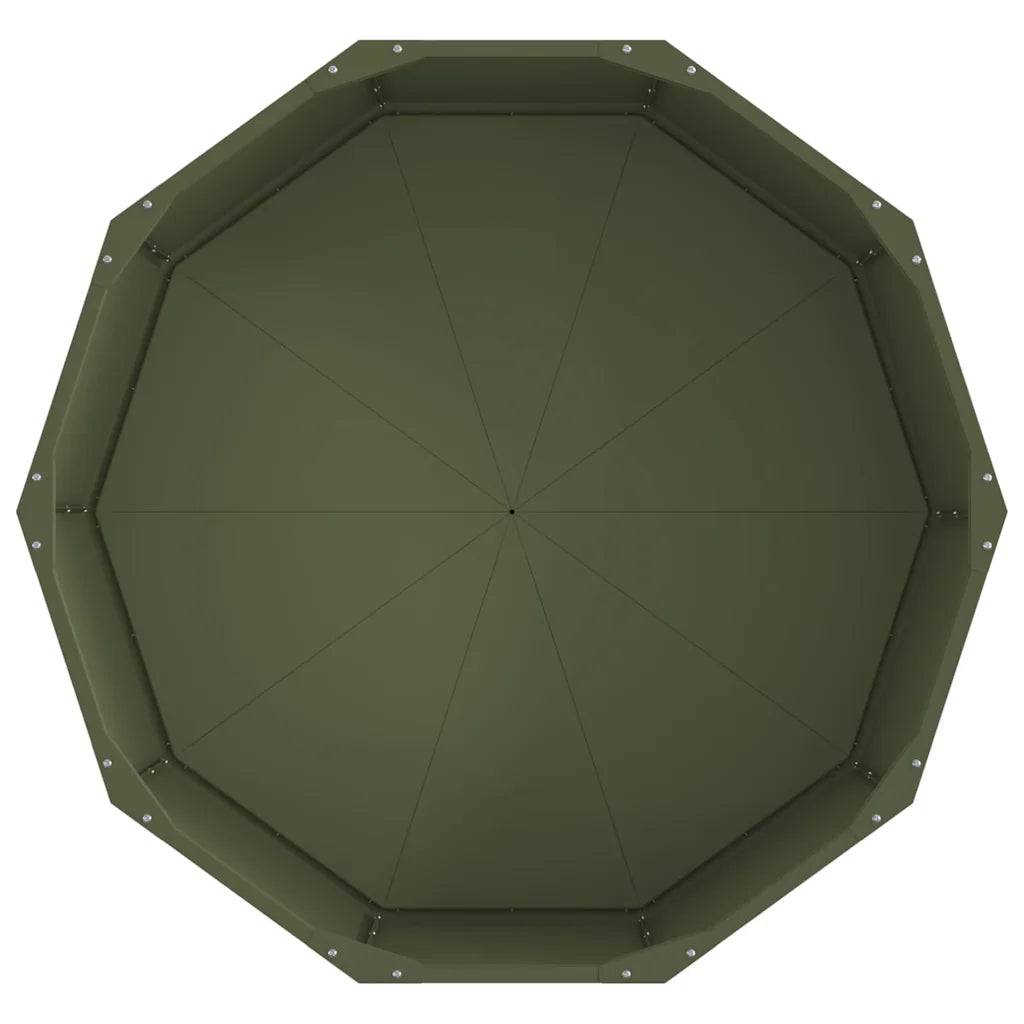 Helloshop26 - Jardinière ronde extérieure moderne 90 x 90 x 35 cm pratique durable finition chic en acier vert olive - Image 3