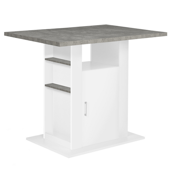 Ilot central UGO 110 cm plateau effet béton et blanc avec rangements - Image 6