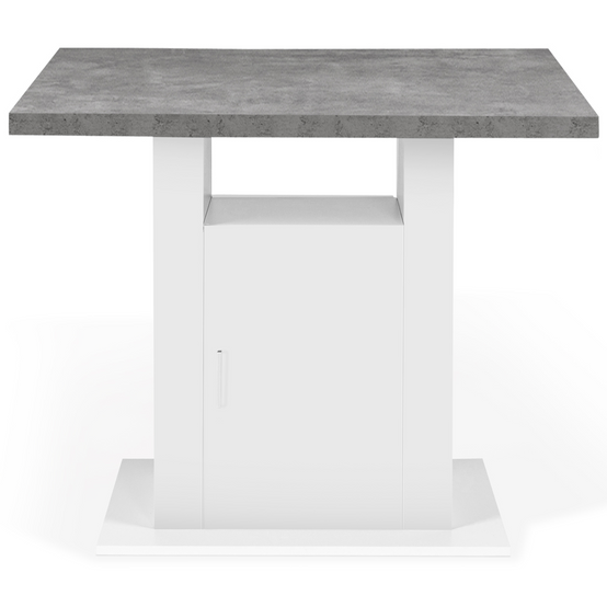Ilot central UGO 110 cm plateau effet béton et blanc avec rangements - Image 5