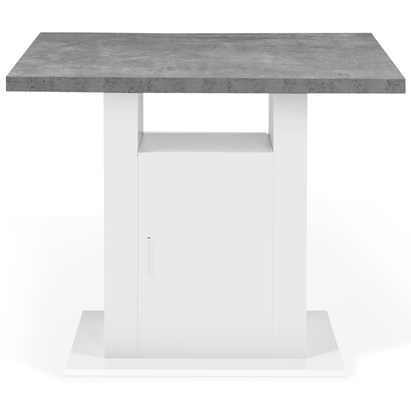 Ilot central UGO 110 cm plateau effet béton et blanc avec rangements - Image 5