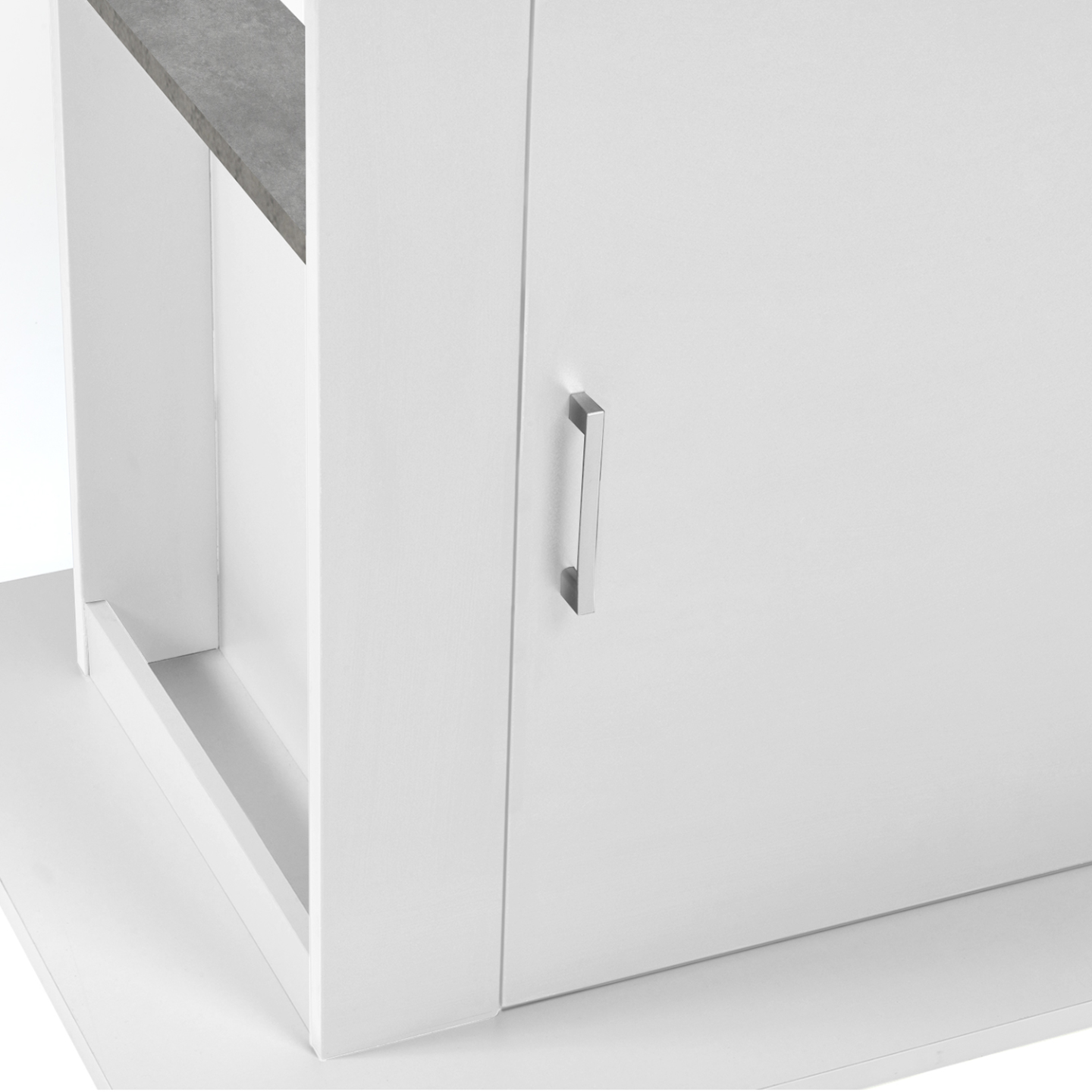 Ilot central UGO 110 cm plateau effet béton et blanc avec rangements - Image 9