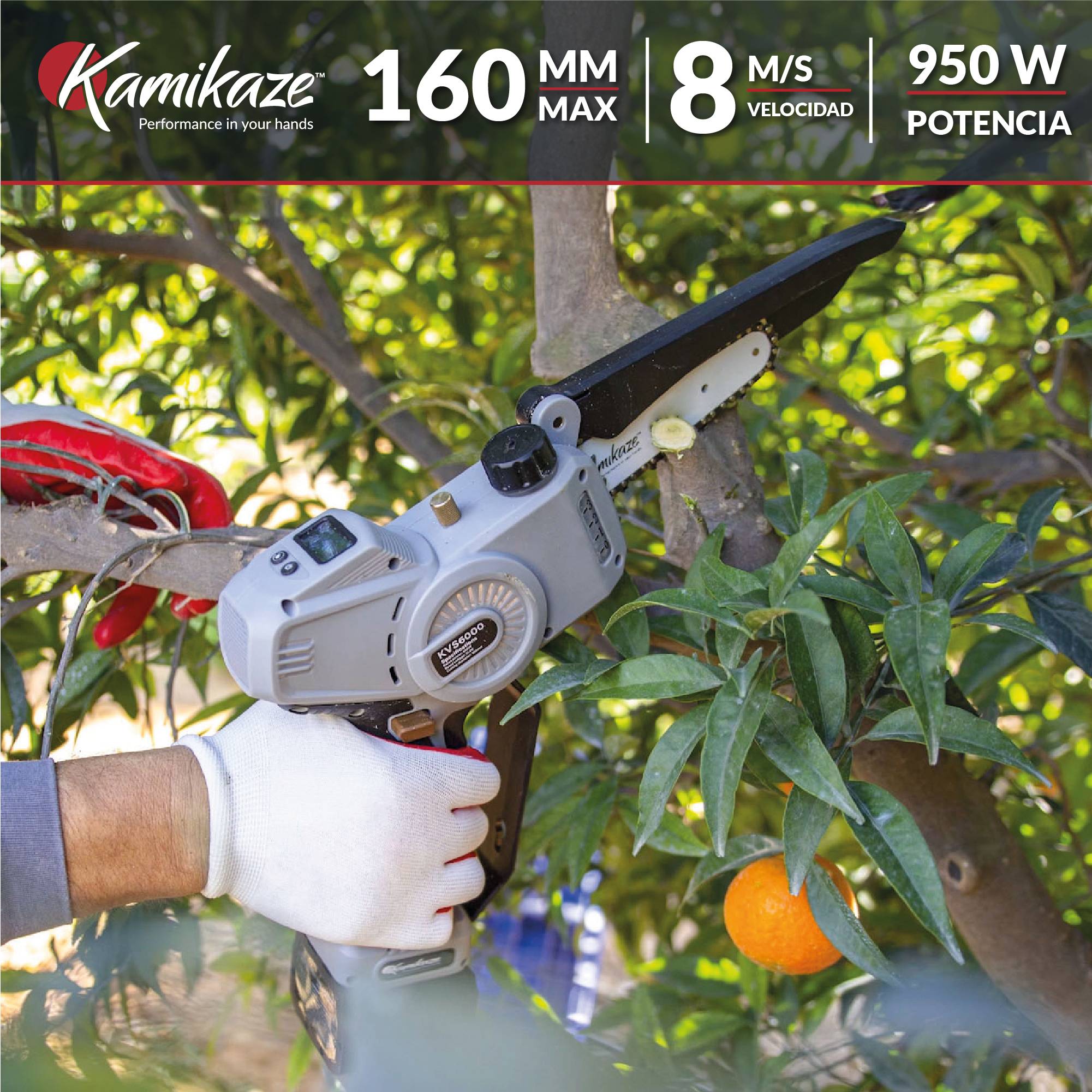 KAMIKAZE KVS6000 Mini tronçonneuse à batterie 21 V, 6" 800 W, scie électrique rechargeable avec 2 batteries 4 Ah et chargeur triple - Image 2