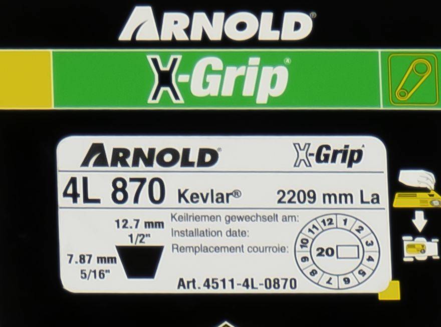 Arnold - Courroie trapézoïdale X-Grip V de type 4L870 Arnold - Imagen 2