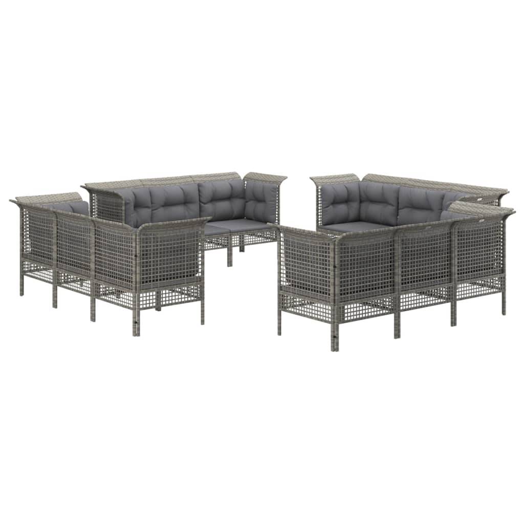 Helloshop26 - Salon de jardin meuble d'extérieur ensemble de mobilier 12 pièces avec coussins gris résine tressée - Imagen 1