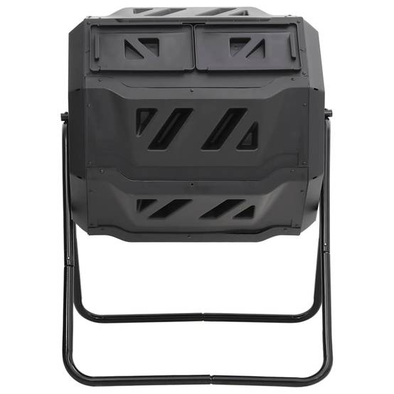 Composteur rotatif 160L double chambre pour jardinage facile Noir – ComfortXL Outdoor Living - Image 2