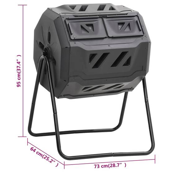 Composteur rotatif 160L double chambre pour jardinage facile Noir – ComfortXL Outdoor Living - Image 7