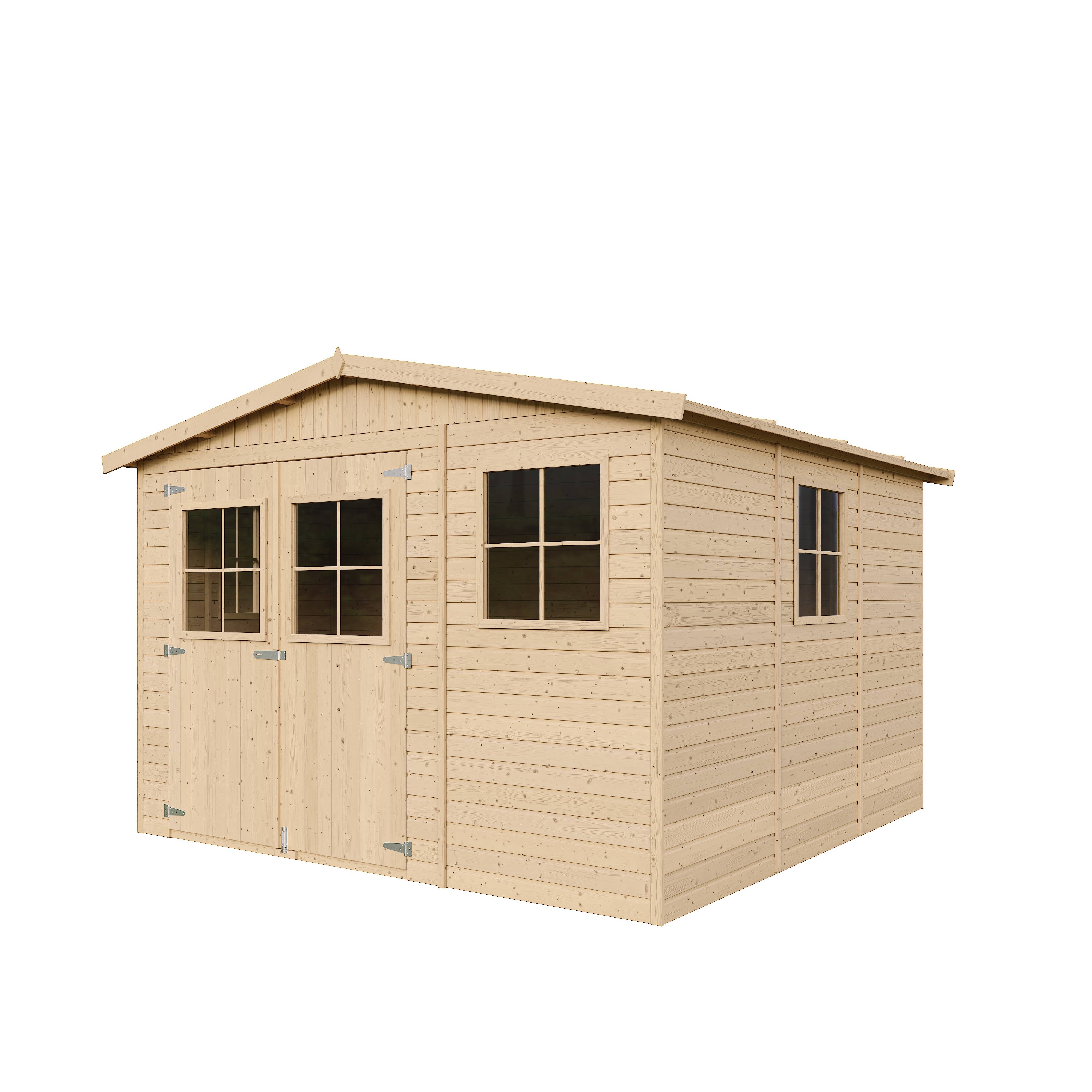 Timbela - Abri de Jardin en Bois Exterieur H226x316x324 cm / 9 m² avec les planchers imprégné - 17 mm d’épaisseur - Timbela M335+M335G - Imagen 4