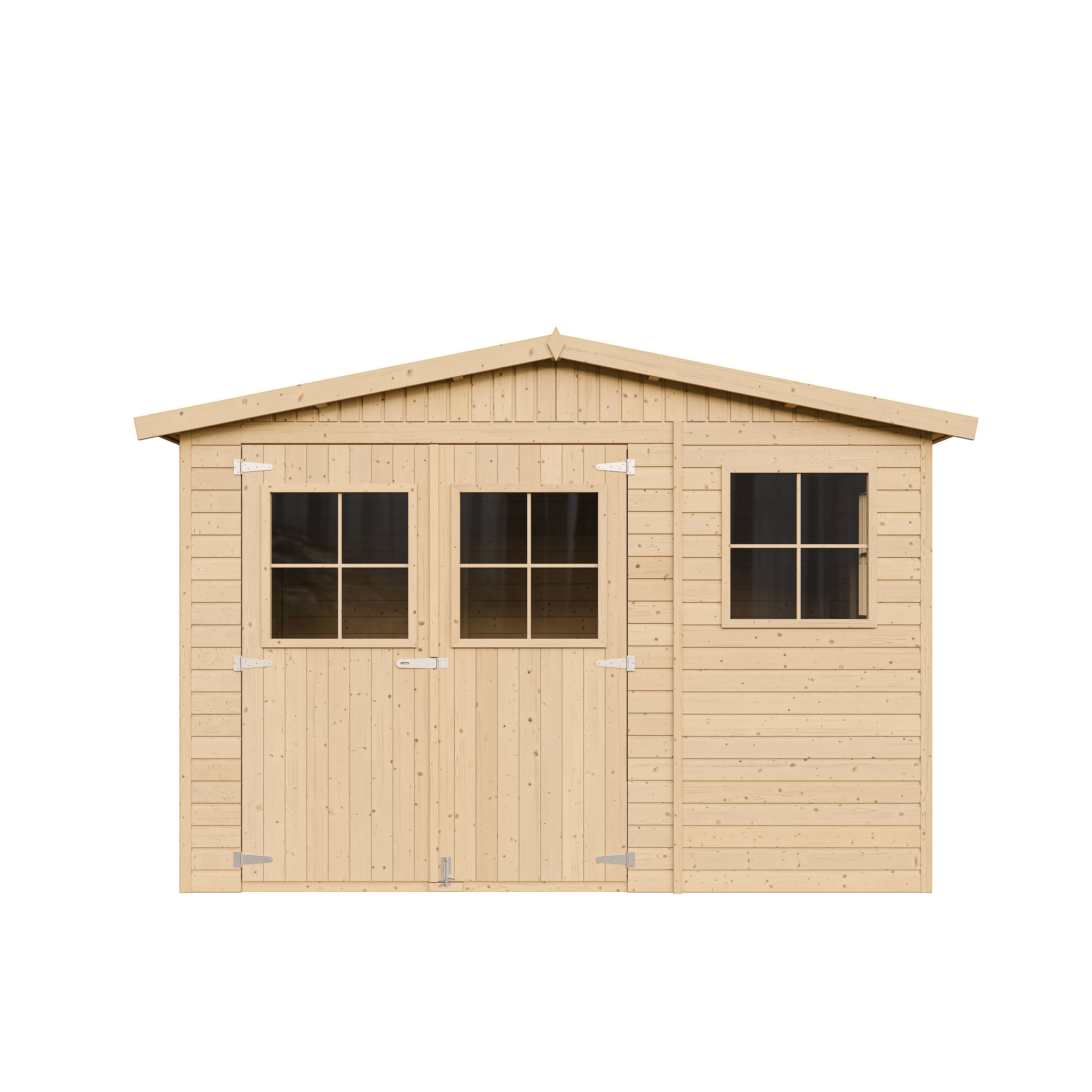 Timbela - Abri de Jardin en Bois Exterieur H226x316x324 cm / 9 m² avec les planchers imprégné - 17 mm d’épaisseur - Timbela M335+M335G - Imagen 3