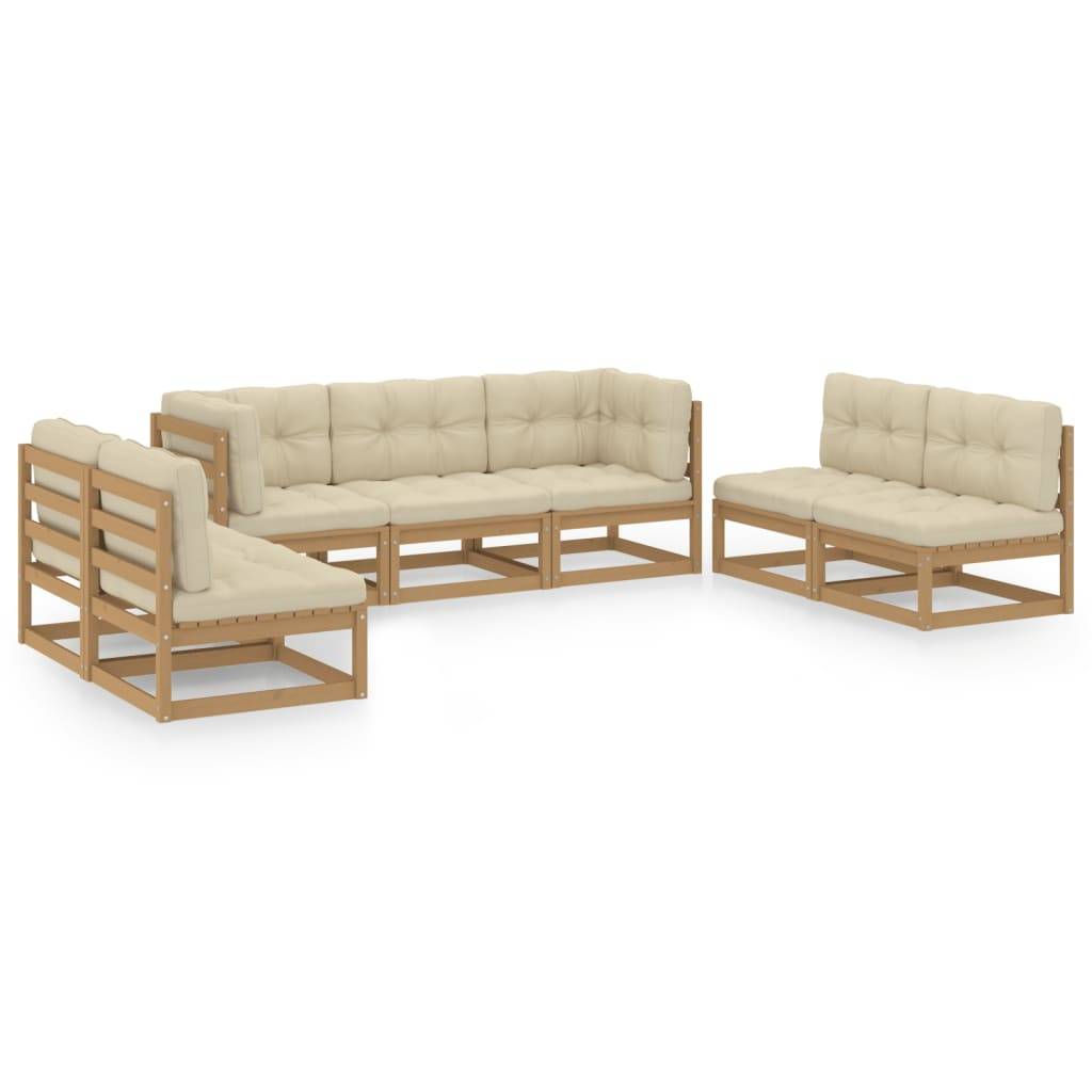 Helloshop26 - Salon de jardin meuble d'extérieur ensemble de mobilier 7 pièces avec coussins bois de pin massif - Imagen 1