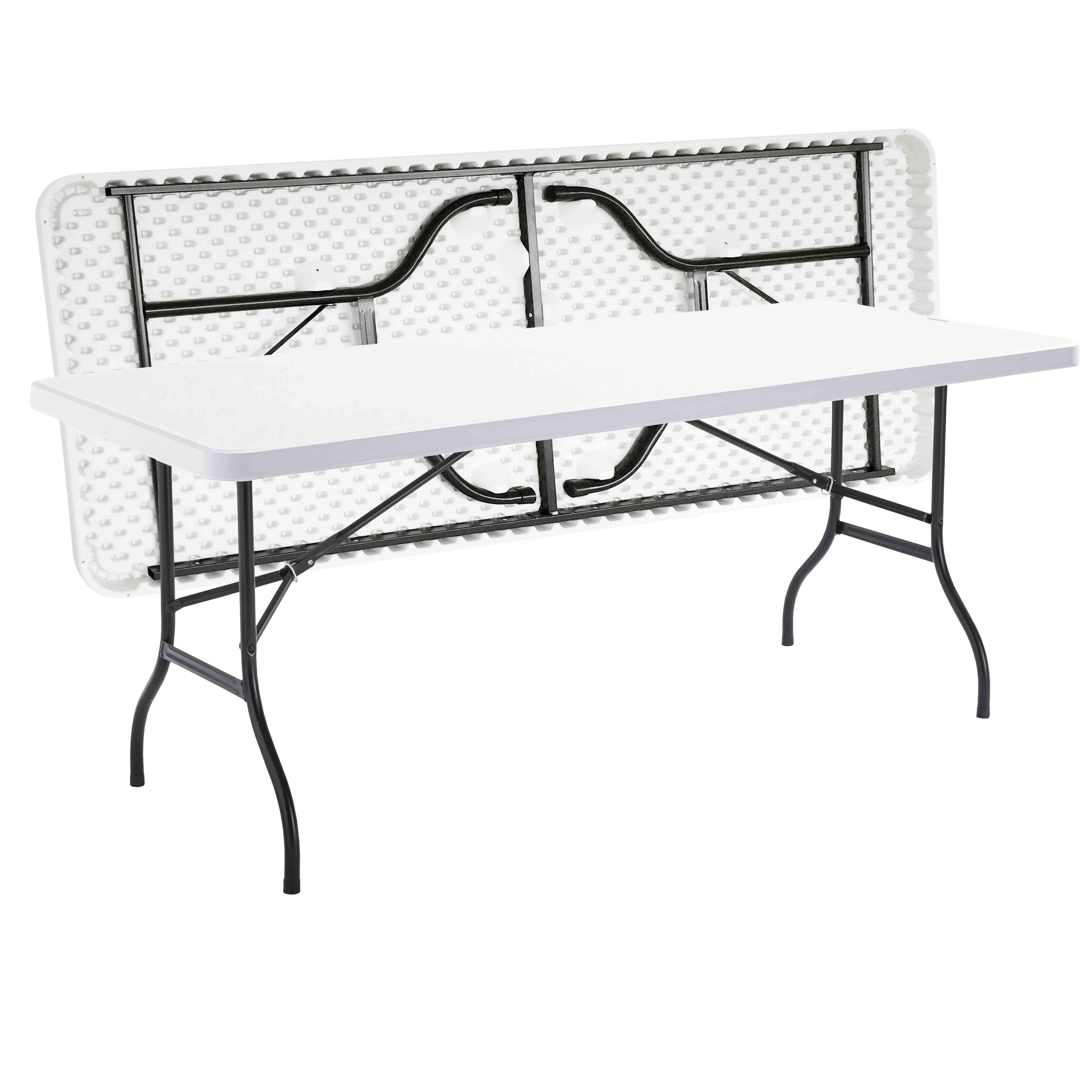 Oviala - Table de jardin pliante 8 places Blanc - 180cm x 74cm x 75cm - Oviala - Imagen 1