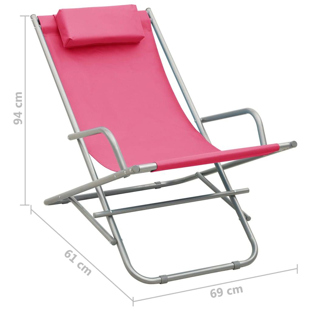 Maison Chic - 2 pcs Chais longue | Transat | Chaises à bascule Acier Rose - Image 9