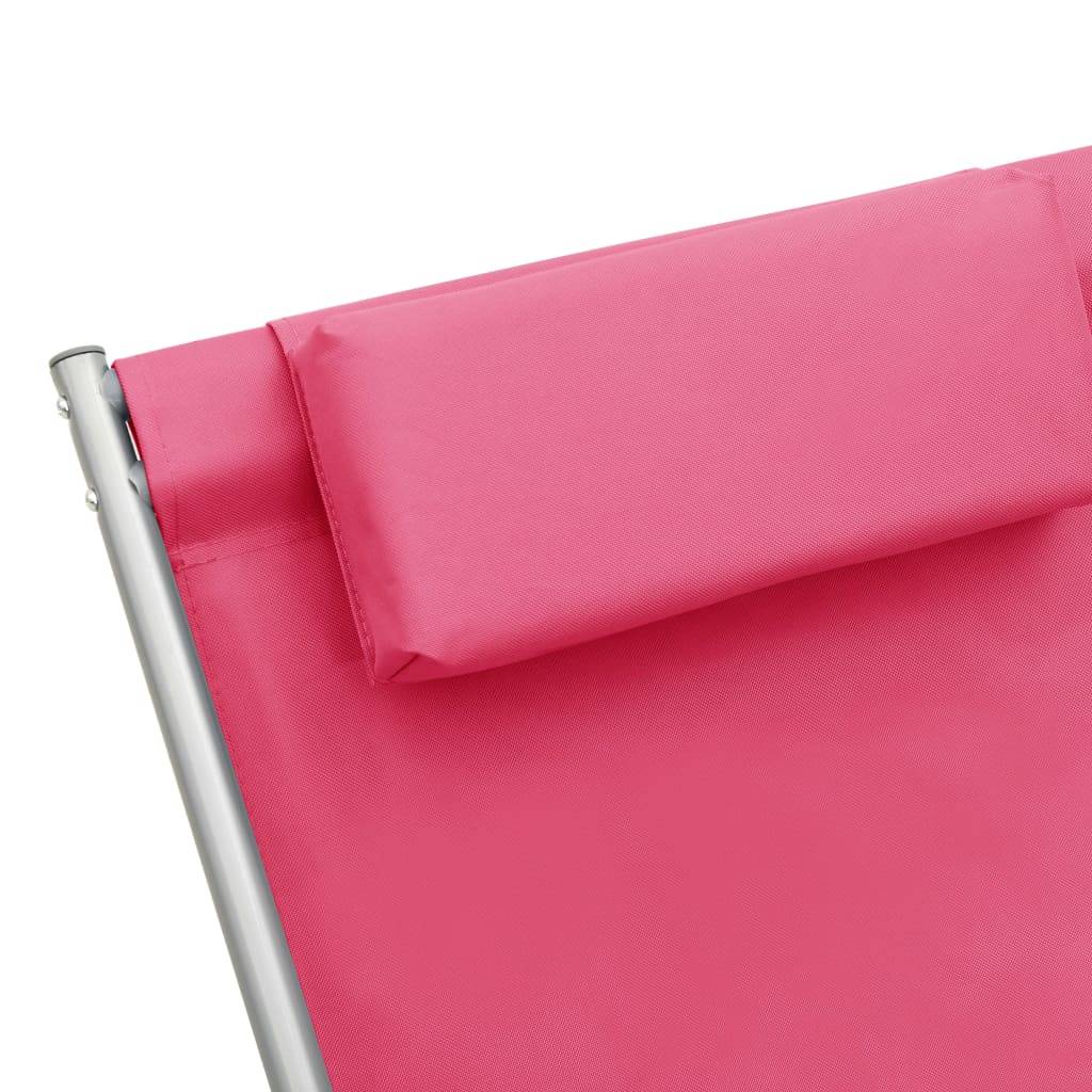 Maison Chic - 2 pcs Chais longue | Transat | Chaises à bascule Acier Rose - Image 6