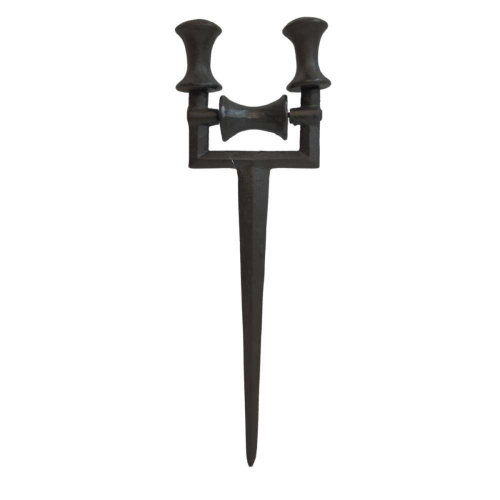 ~ Enrouleur support porte tuyau arrosage à piquer en fonte marron 40cm Chemin de campagne - Imagen 1