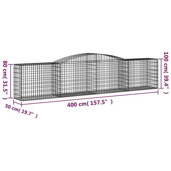 Vidaxl - Paniers à gabions arqués 3 pcs 400x50x80/100 cm Fer galvanisé vidaXL 3146984 - Image 3
