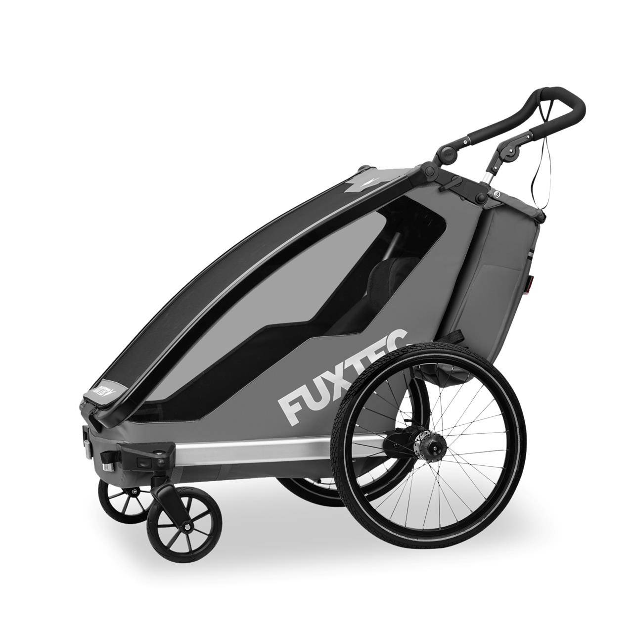 Remorque vélo enfant FUXTEC FX-FA1S Sport Cruiser Mini - poussette 2-en-1 pliable - roues gonflables - gris - Image 3