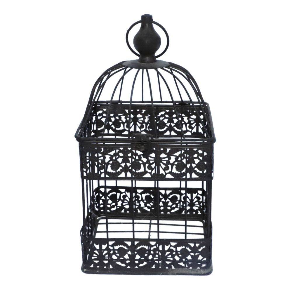 Chemin De Campagne - Cage à oiseaux décorative ancienne métal marron 40x17x41cm Chemin de campagne - Imagen 1