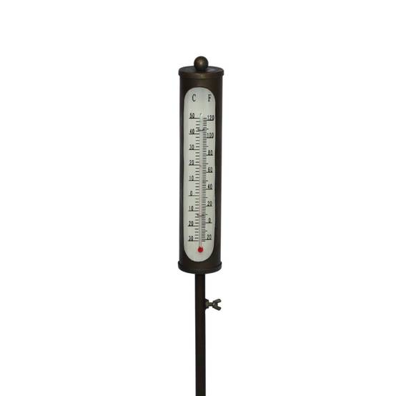 Grand thermomètre extérieur tuteur plante à piquer métal doré 114cm Chemin de campagne