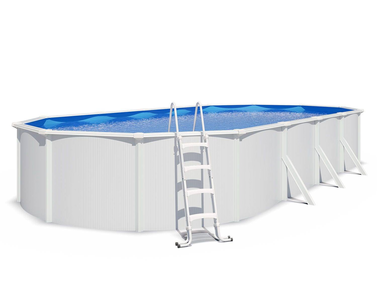 Piscine hors sol acier ovale 9,15 x 4,55 x 1,32 m blanche SAPHIR - Image 1