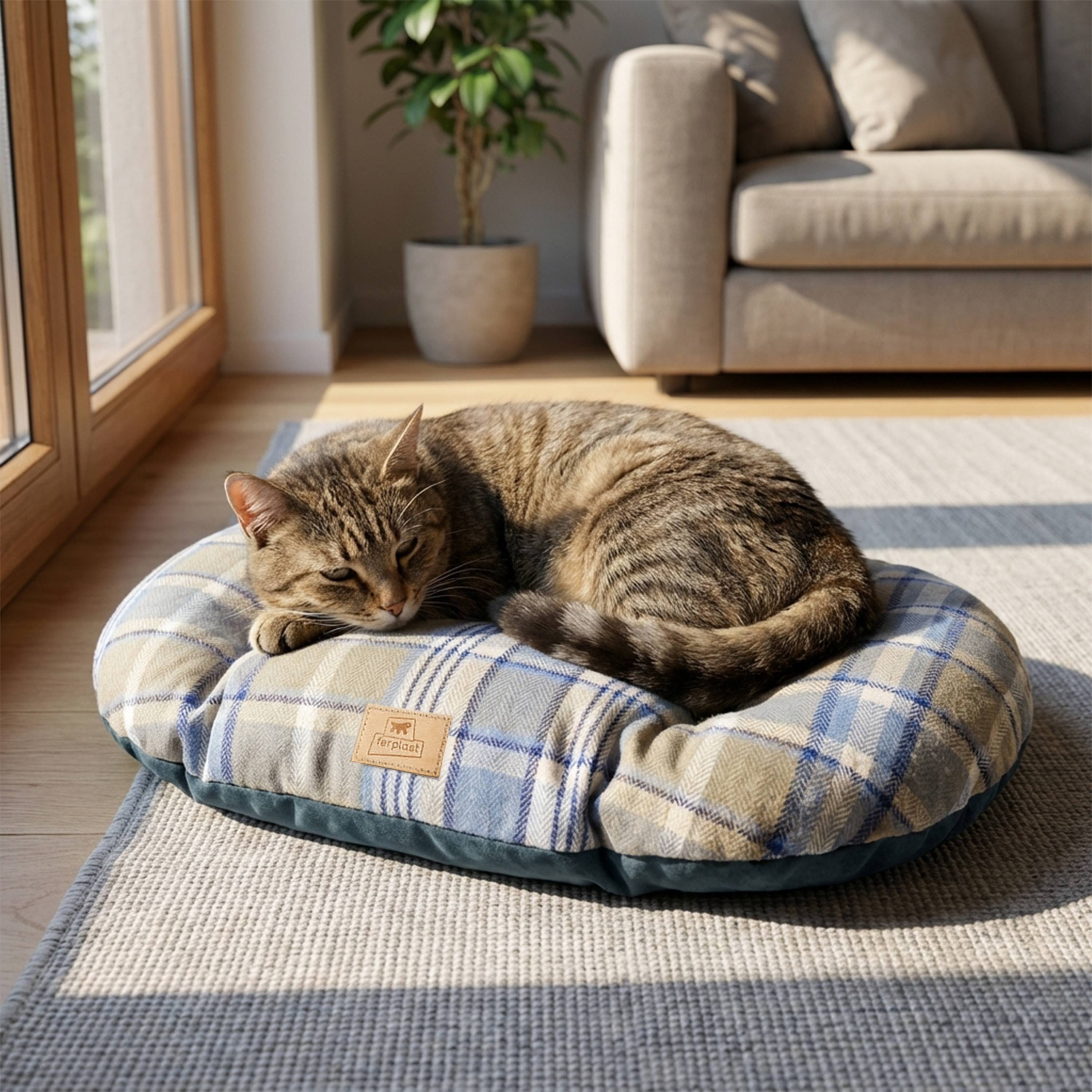 Ferplast - Coussin rembourré pour chiens et chats SCOTT 55/4, double-face, écossais, velours doux, lavable, Bleu - Imagen 5