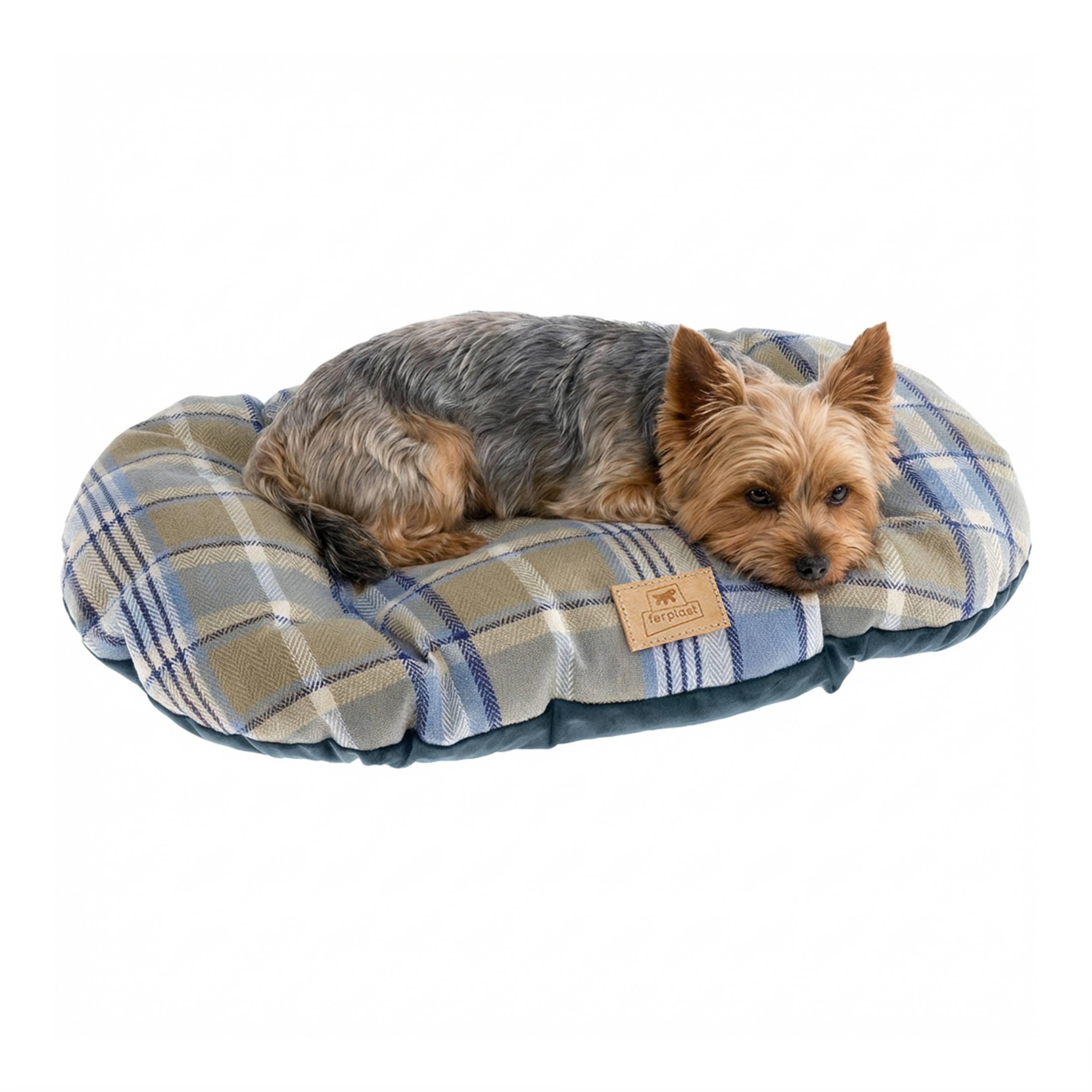 Ferplast - Coussin rembourré pour chiens et chats SCOTT 55/4, double-face, écossais, velours doux, lavable, Bleu - Imagen 7