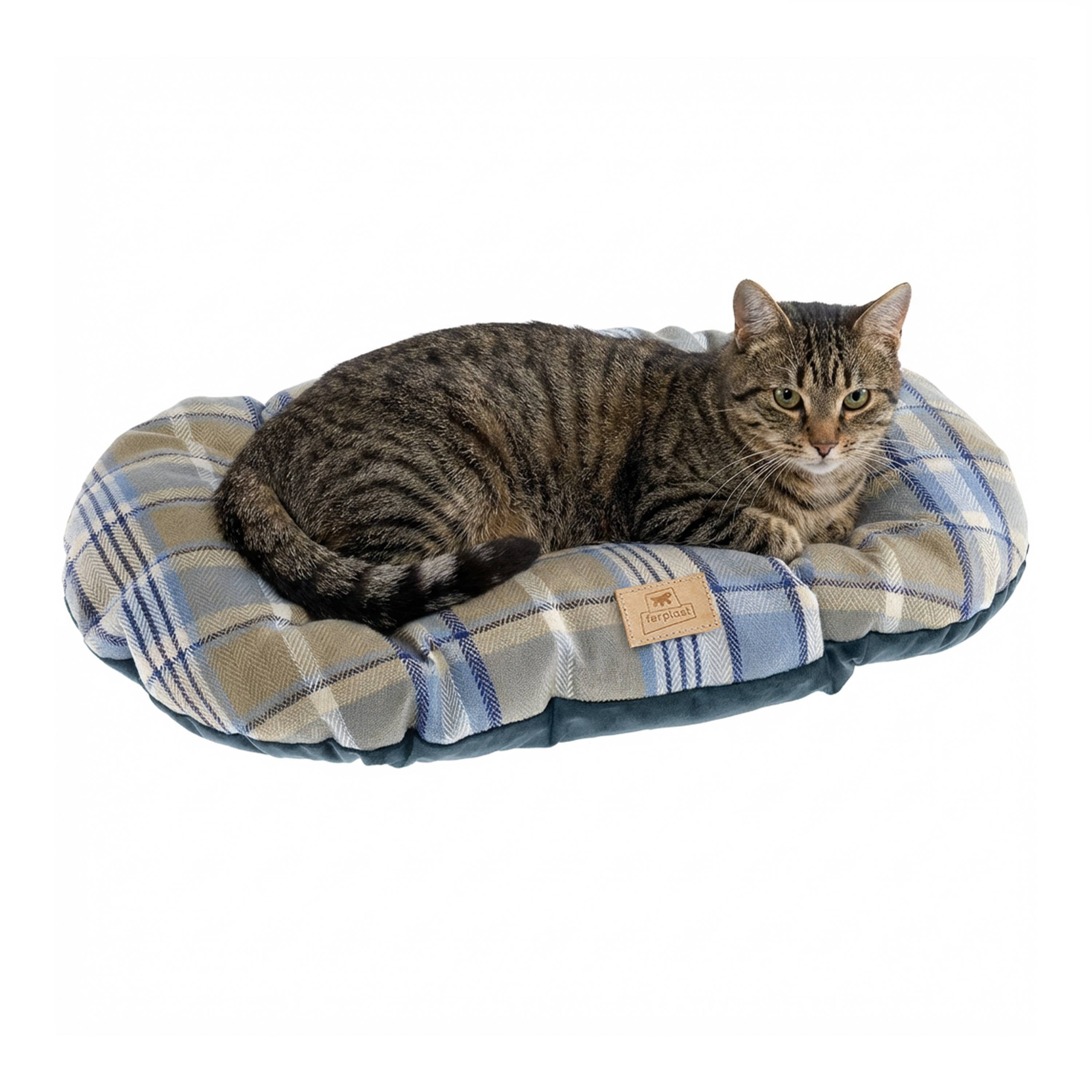 Ferplast - Coussin rembourré pour chiens et chats SCOTT 55/4, double-face, écossais, velours doux, lavable, Bleu - Imagen 6