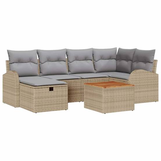 ComfortXL - Ensemble de canapés 6 places en poly rotin avec table de jardin Beige – ComfortXL Outdoor Living - Image 2