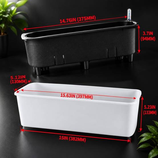 Pot Auto-Arosant Rectangulaire avec Indicateur de Niveau dEau pour Plantes dIntérieur - Image 3