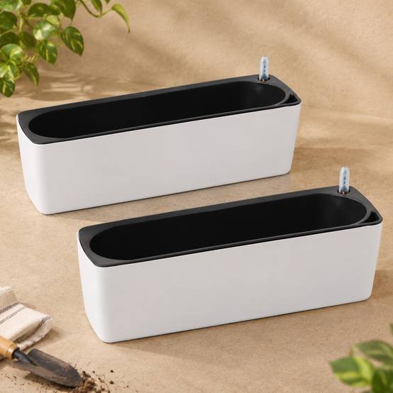 Pot Auto-Arosant Rectangulaire avec Indicateur de Niveau dEau pour Plantes dIntérieur - Image 2