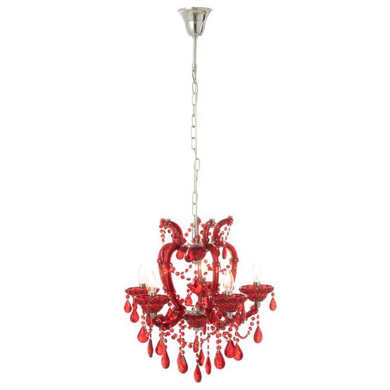 J-Line - Lustre en Verre "Antique" 57cm Rouge - Image 2