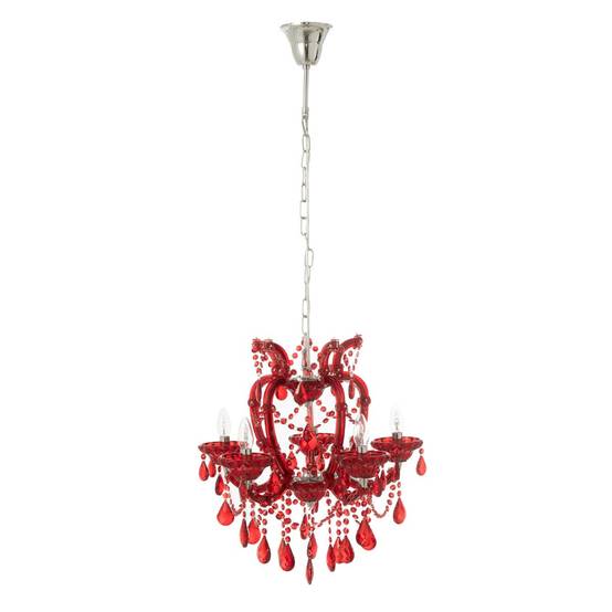 J-Line - Lustre en Verre "Antique" 57cm Rouge - Image 1
