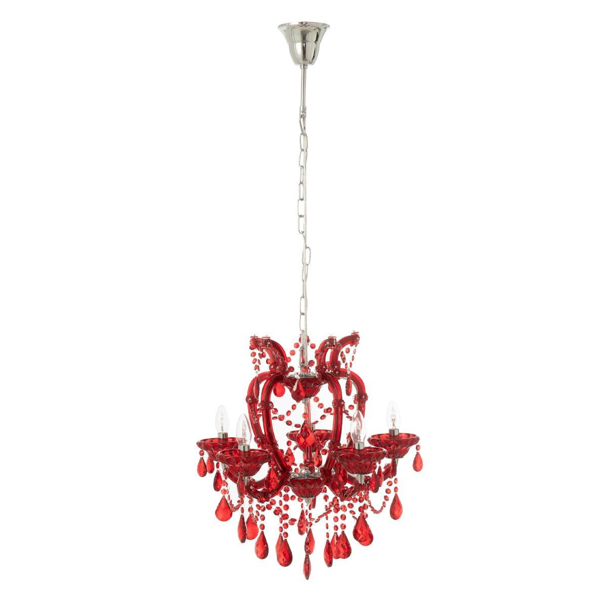 J-Line - Lustre en Verre "Antique" 57cm Rouge