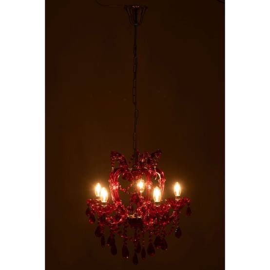 J-Line - Lustre en Verre "Antique" 57cm Rouge - Image 4