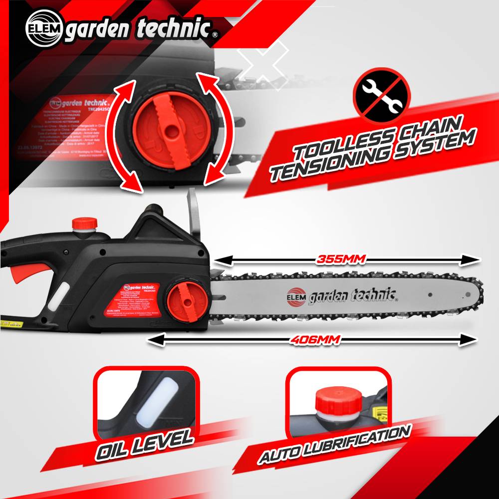 Elem Garden Technic - Tronçonneuse électrique 2000W - Guide 40cm - 12,1 m/s - Elem garden - Image 3