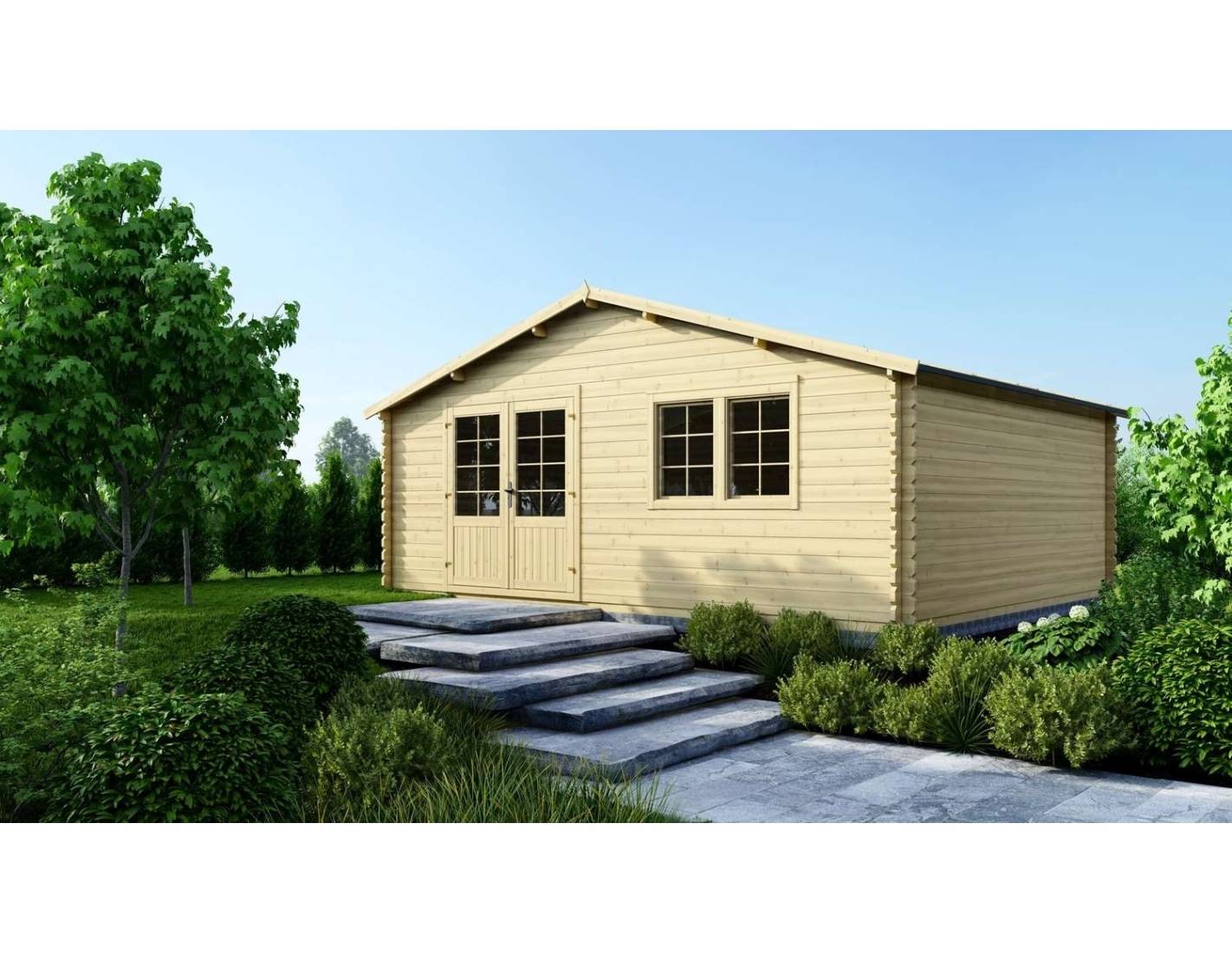 Altanka - Abri de jardin bois 30 m² 6×5 m madriers 40 mm avec double porte et toiture double pente – Altanka - Imagen 2