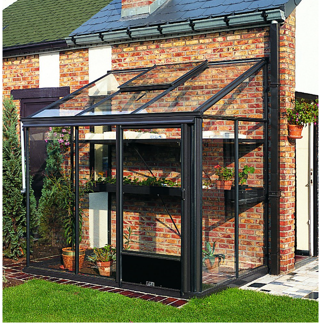 3m²  -  Serre en polycarbonate 8 mm alvéolés  - Euro Midi serre adossée - Laquée - 3m² - rouge vin  - L'atelier Des Serres - Imagen 1