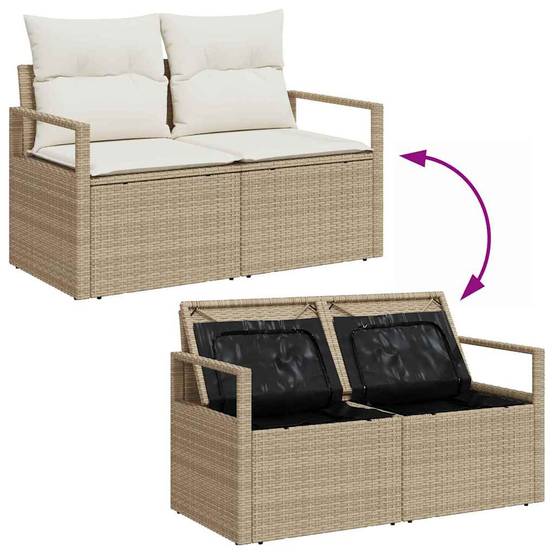 Set Canapé Jardin 8 Pcs Rotin Synthétique & Bois Charme Naturel Beige et Crème – ComfortXL Outdoor Living - Image 8