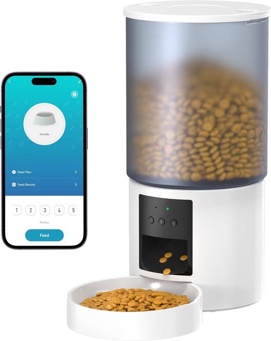 Distributeur Croquettes Chat Automatique WiFi blanc Vendos85