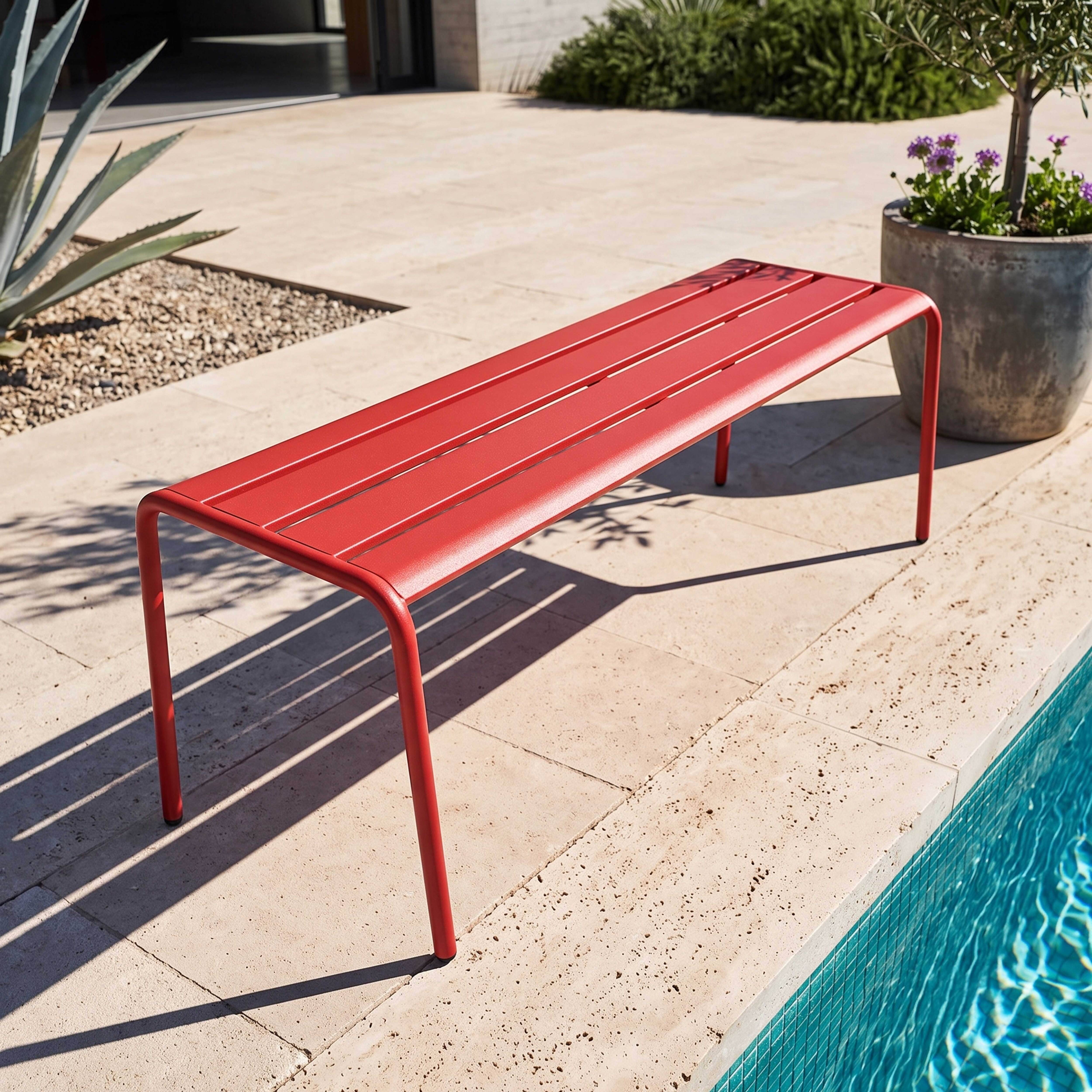 Oviala - Banc de jardin en acier rouge Palavas - Oviala - Imagen 3