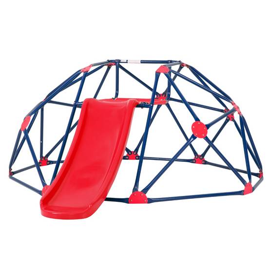 Toboggan avec Dôme d'Escalade pour Enfants 3-10 Ans Cage d'Escalade Charge max.: 180 KG Jeu Extérieure et Intérieure Rouge - Image 1